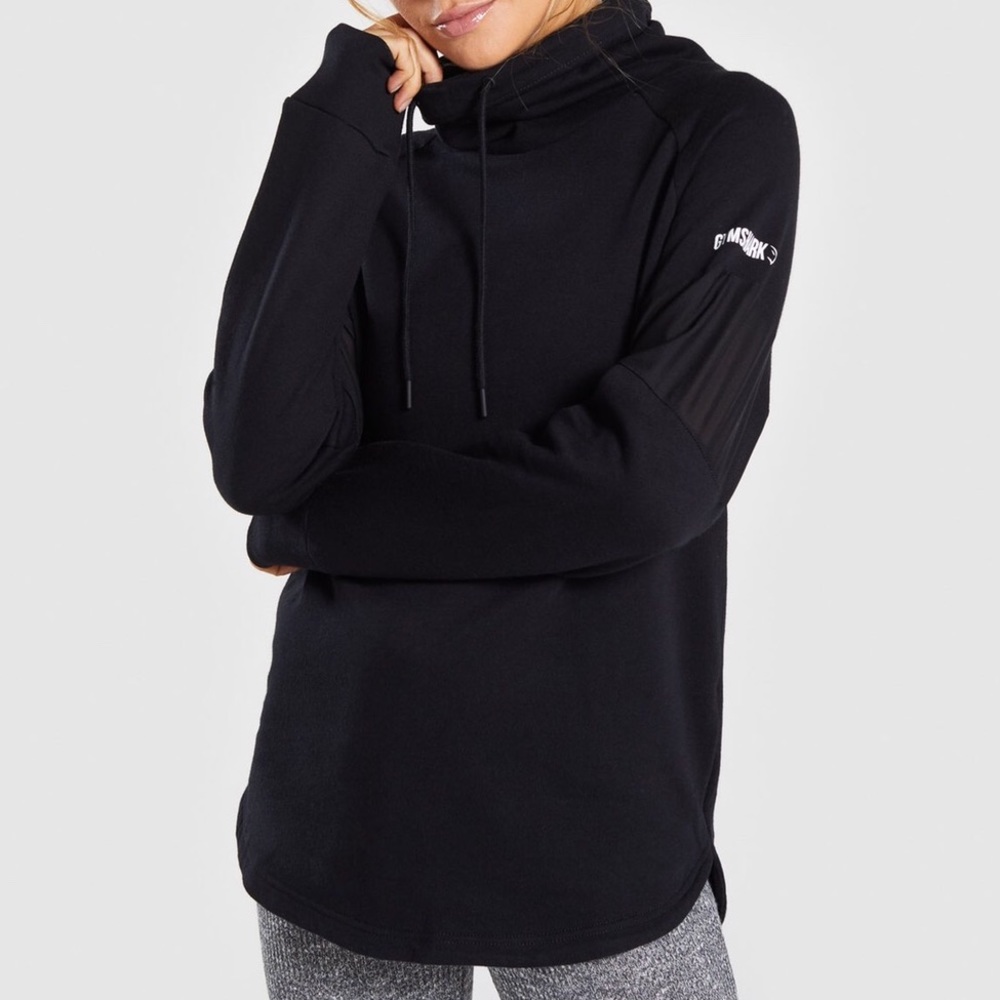 GYMSHARK BLACK MESH SLOUCH HOODIE